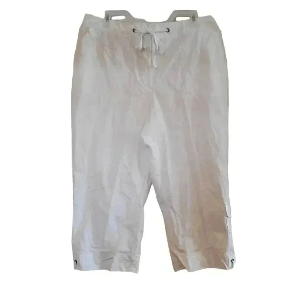 Studio Works Women's White Cotton Capri Pants
